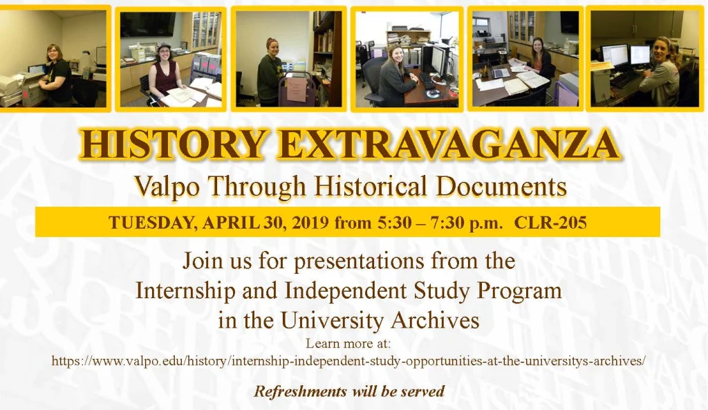 History event poster featuring people working at desks, event details, and a note that refreshments will be served—perfect for those interested in Spring Events.
