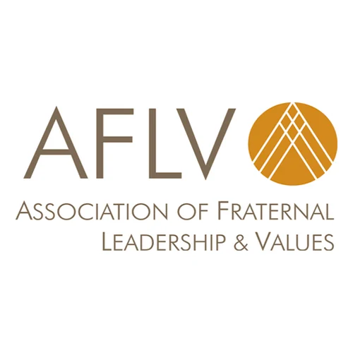 AFLV logo with a geometric gold circle and text: Association of Fraternal Leadership & Values, representing the spirit of Sorority Life and leadership.