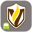 Brown and yellow shield logo with a flame, featuring a small green bus icon in the bottom left corner—perfect for representing Transportation Services.