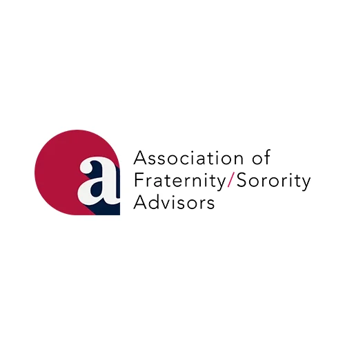 Association of Fraternity/Sorority Advisors logo with stylized "a" in a red circle and black text, representing leadership and support within Sorority Life.