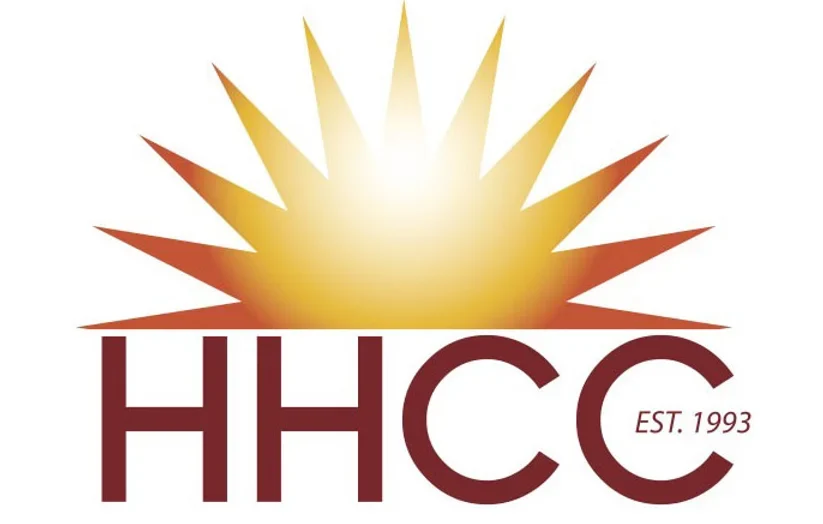 Logo with a rising sun above the letters "HHCC," representing resources and support, and the text "EST. 1993" to the right.