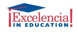 Logo with a blue graduation cap and the words "¡Excelencia! In Education" in red and blue text, highlighting resources and support for student success.