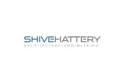 Shive Hattery logo with the words "Architecture + Engineering" underneath, highlighting expertise on projects like the Center for the Arts.