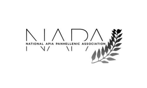 NAPA logo with a leafy branch and text: National APIA Panhellenic Association, celebrating Sorority Life.