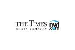 The Times Media Company and nwi.com logos are displayed together on a white background, highlighting their media partnership with the Center for the Arts.