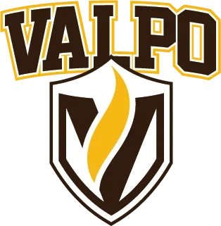 Valpo logo with stylized shield and yellow flame beneath bold “VALPO” text, reflecting the university’s visual identity as outlined in its Brand Style Guides.