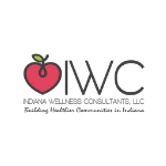 Logo of Indiana Wellness Consultants, LLC with a red apple icon and the slogan "Building Healthier Communities in Indiana," in collaboration with TEPC Partners.
