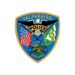 Valparaiso Police patch with eagle, flags, "State of Indiana" text on a blue shield—a unique collectible offered by TEPC Partners.