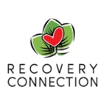 Logo with green leaves and a red heart above the text "Recovery Connection" in black capital letters, designed in partnership with TEPC Partners.