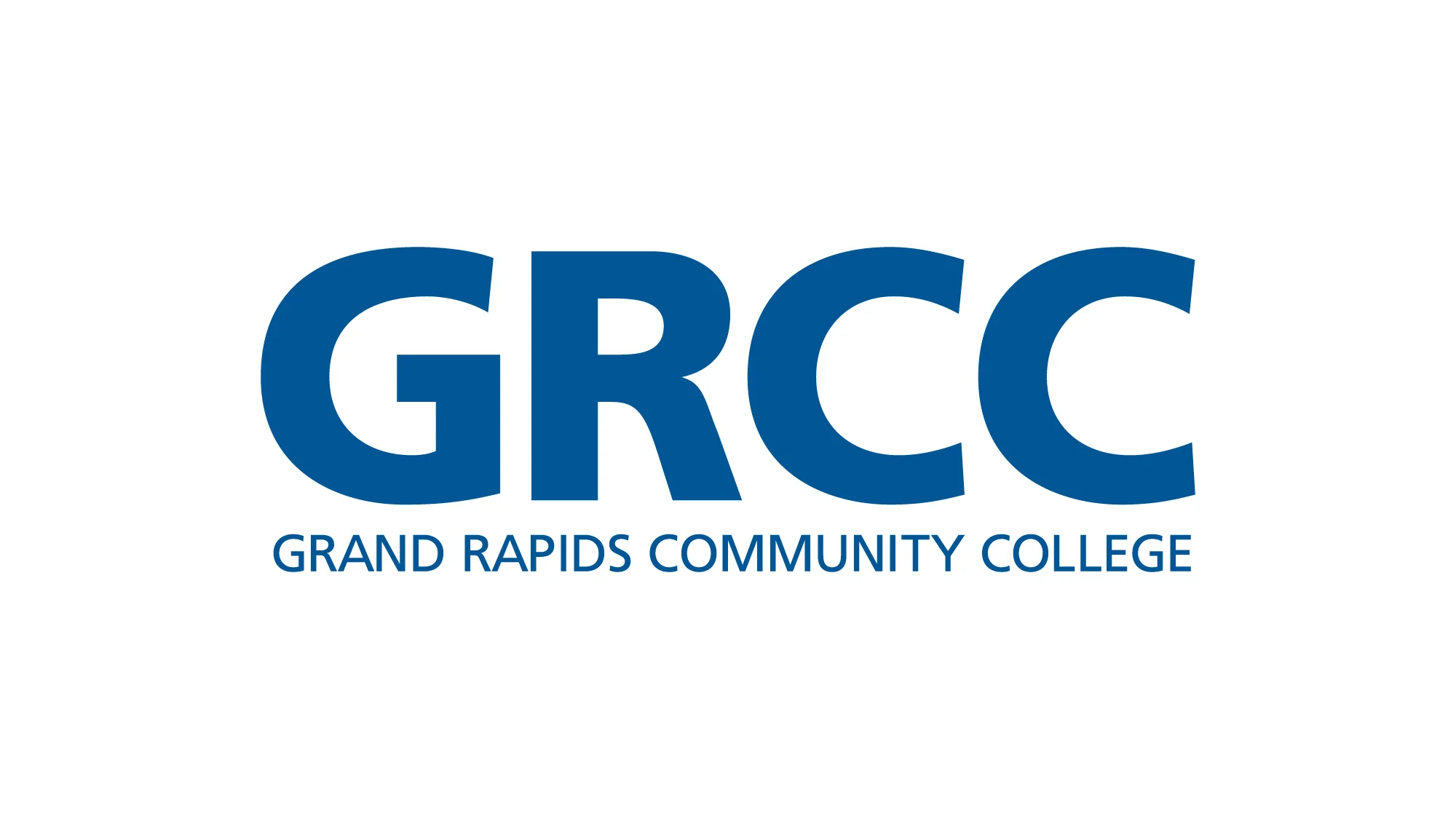 GRCC logo with "Grand Rapids Community College" written below in blue letters on a white background, showcasing its commitment to fostering strong Community College Partners.