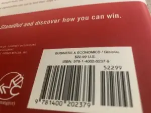 Close-up of a book’s barcode, price, and a red cover with partial white text at the top—ideal for guides or How To Instructions.