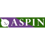Logo with the word "ASPIN" on a green and purple background, featuring a white leaf graphic. Designed for TEPC Partners, it conveys freshness and collaboration.
