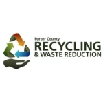 Porter County Recycling & Waste Reduction logo featuring a hand holding a recycling symbol of three colored arrows, proudly supported by TEPC Partners.
