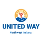 United Way Northwest Indiana logo with a blue hand, orange person, and sun over the organization’s name, highlighting its collaboration with TEPC Partners.